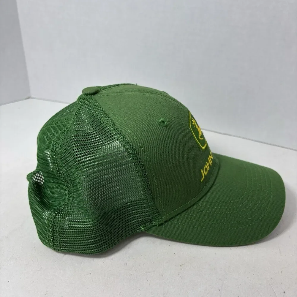 John Deere Hat Cap Adult‎ Trucker Mesh Adjustable Snapback Green Yellow Deer D3